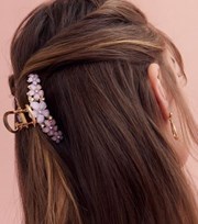 New Look Pink Metal Diamante Flower Bulldog Hair Clip